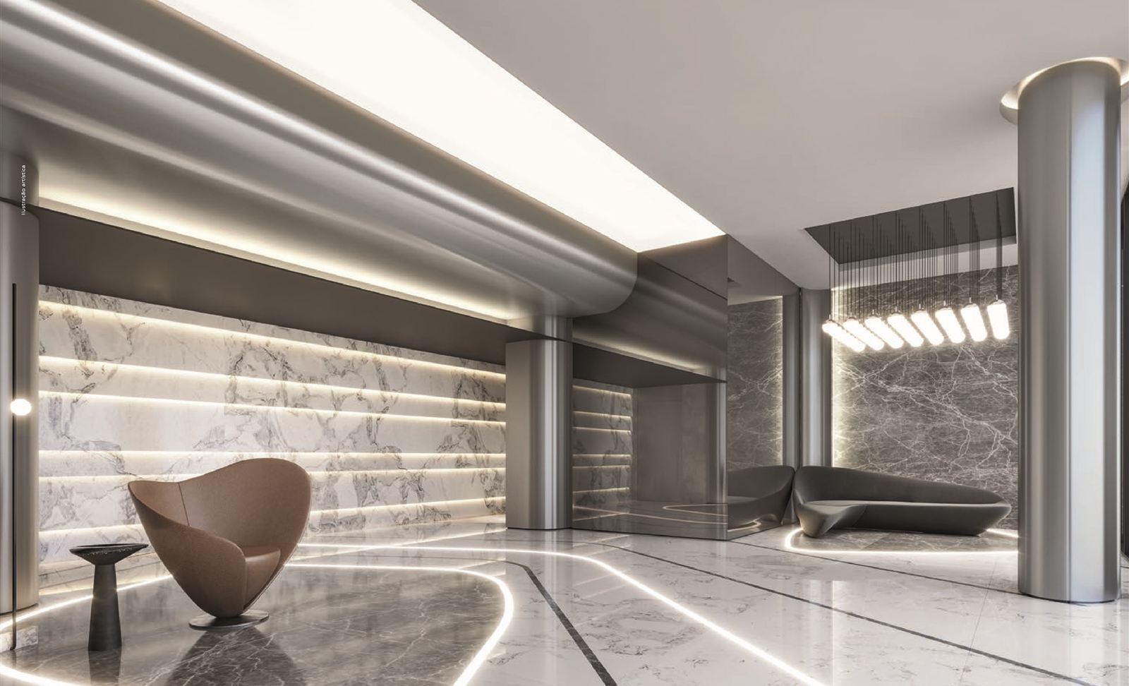 Ilustração artística: Lobby do Ed. Coupé, Coupé Tower